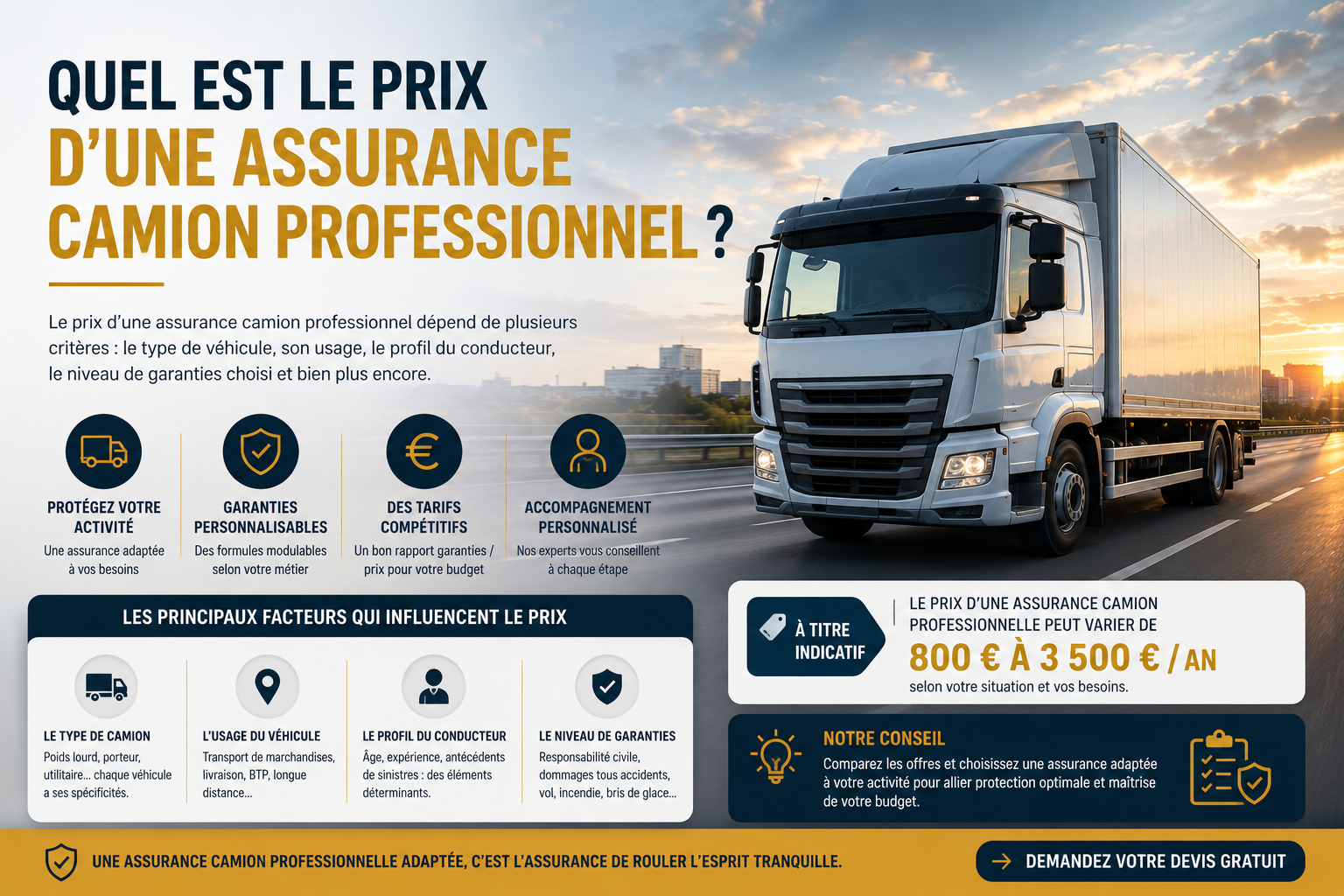 Quel est le prix d’une assurance camion professionnel ?